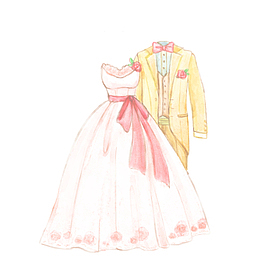 手绘卡通婚礼套服
