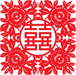 红色中国风双喜剪纸