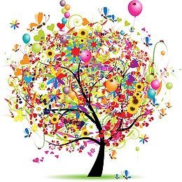 矢量创意节日元素装饰大树