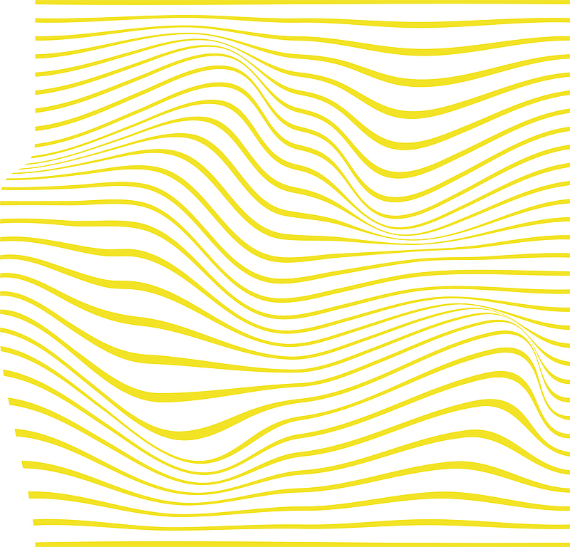 黄色波浪线条
