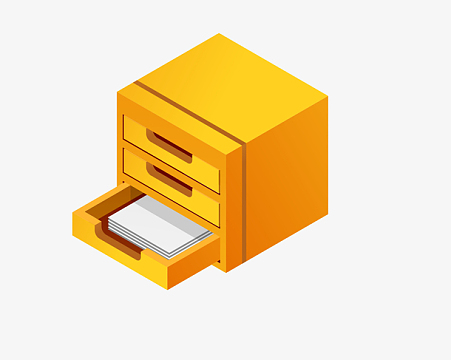 卡通橘色柜子和纸张