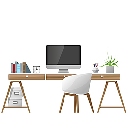 实木电脑桌设计矢量图