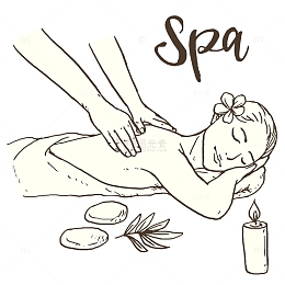 手绘女性SPA全身按摩矢量素材