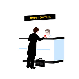 矢量手绘机场检票口