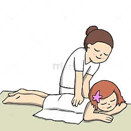 手绘女性SPA背部按摩矢量素材