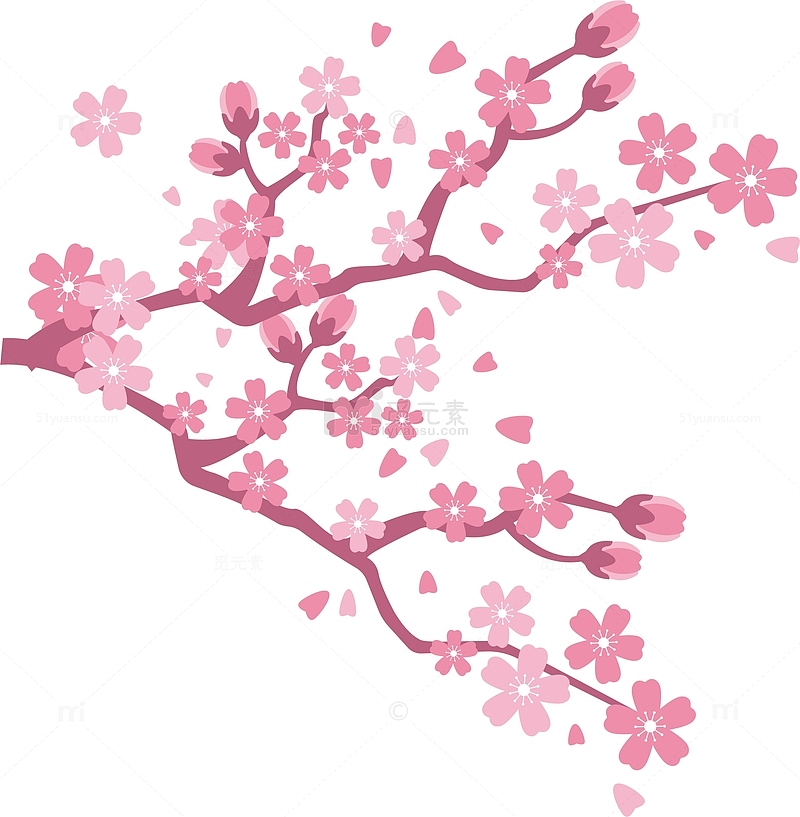 粉色樱花树枝设计素材