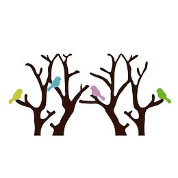 彩绘枯树和小鸟