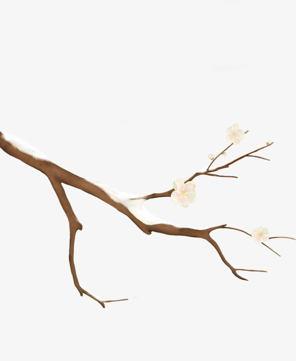 手绘积雪花枝