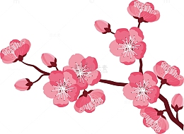 矢量图粉色水彩樱花