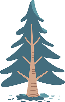 蓝色矢量卡通时尚大树