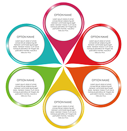 彩色六瓣花ppt图表