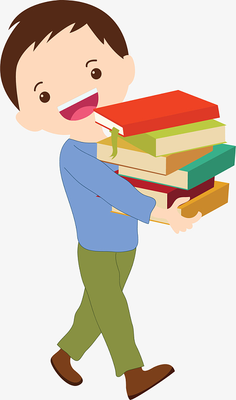 抱着书本的可爱男孩
