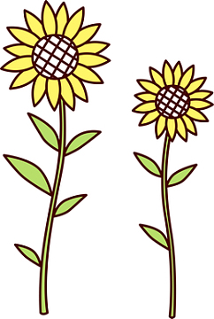 手绘可爱向日葵png卡通女孩在向日葵花园png卡通黄色向日葵免抠图png