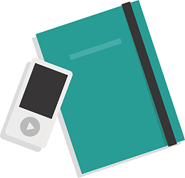 手绘卡通办公用品矢量笔记本播放