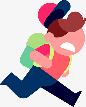 卡通着急上学人物插画