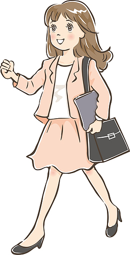 手绘插画风格女士快乐行走人物素