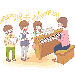 学唱歌的孩子矢量图