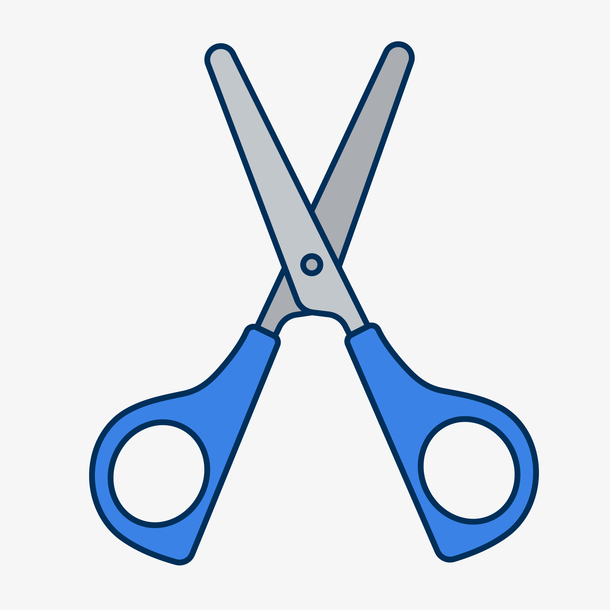 矢量手绘蓝色剪刀