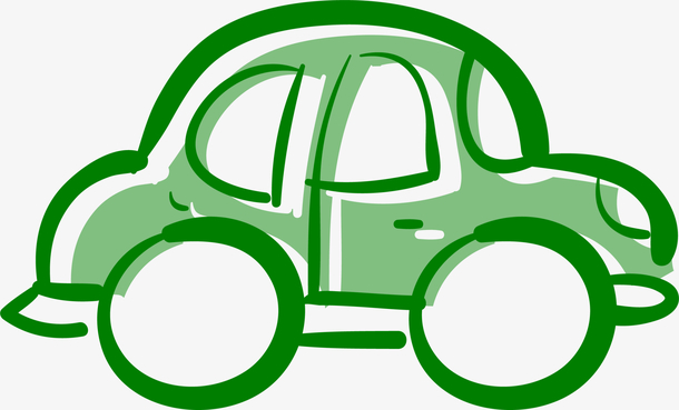 绿色卡通手绘汽车