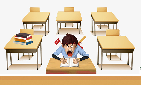 卡通插图高考季努力学习奋笔疾书