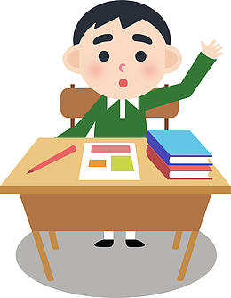 开学季举手提问的小男孩