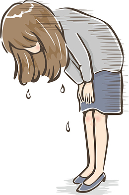 手绘插画风格职场女士生病场景人