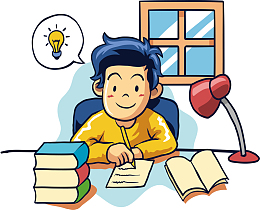 夜晚读书的小男孩插画