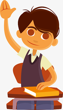 咖啡色扁平提问男孩