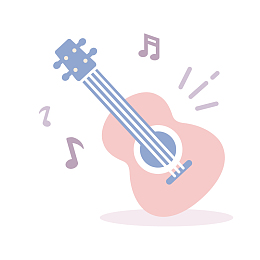 粉色吉他音符矢量图