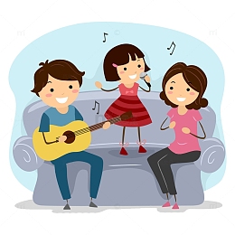 孩子唱歌给父母听