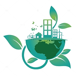 卡通绿色出行地球矢量