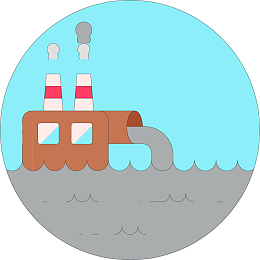 卡通手绘工厂排污装饰图标