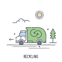 卡通手绘垃圾车PNG