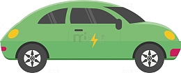 矢量卡通城市绿色电动汽车插图
