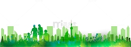 绿色创意城市环保插画免抠