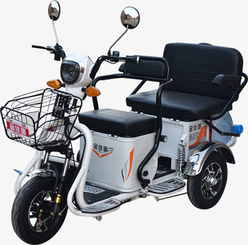 实物白色双人电动三轮车免抠素材免费下载_觅元素