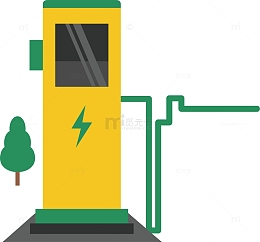 矢量卡通城市电动汽车充电桩插图