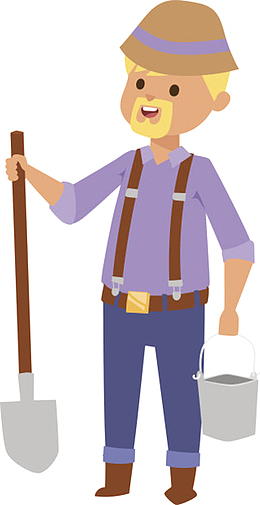 卡通人物反铲清洁卫生