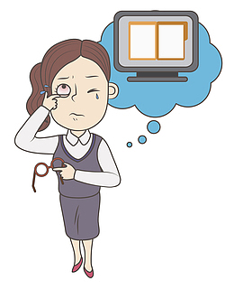 卡通眼睛肿胀的女人