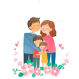 闭着眼睛的一家四口