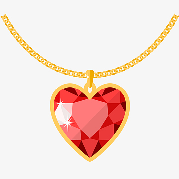 红色心形钻石吊坠项链插画