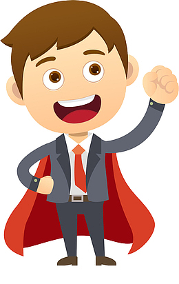 披着红色披风的白领男士