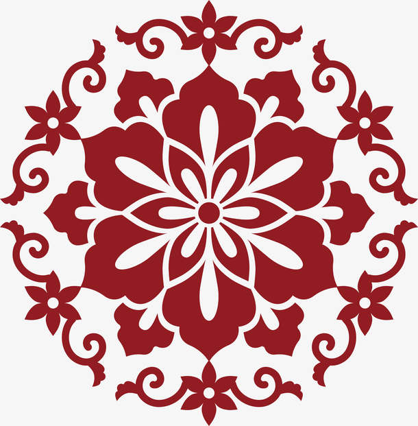 红色窗花矢量图