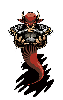 矢量红色卡通牛魔王