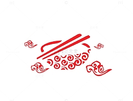 红色中国风创意碗筷免抠
