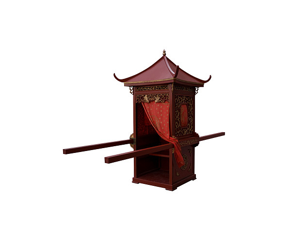 红色古代八抬大轿轿子
