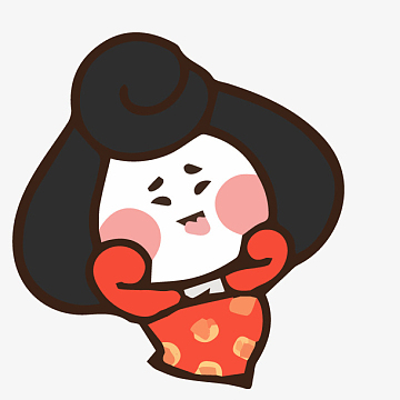 手绘卡通q版唐代仕女吐舌头免抠