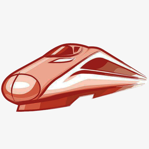 红色飞驰的高铁手绘