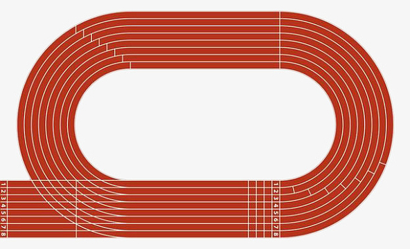 手绘红色跑道png卡通跑道学校banner背景psdjpg在跑道上奔跑的选手png