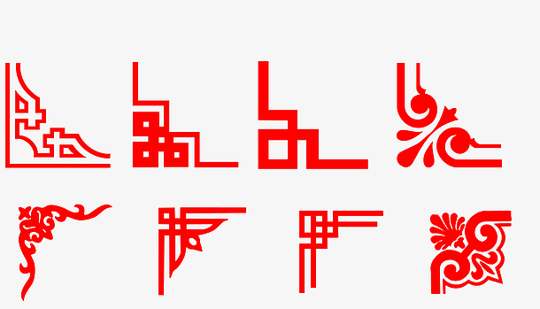 中式红色复古边框装饰